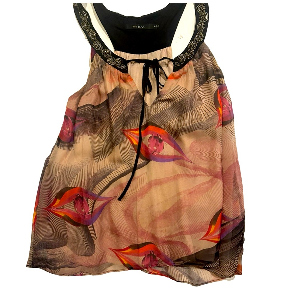 Colorful shear tank with embroidery Size M by ark & co.